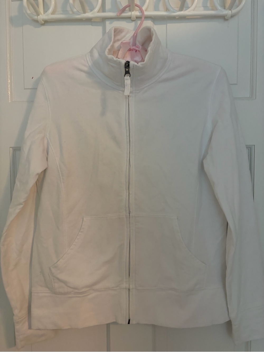 L.L. Bean White Full-Zip Sweatshirt